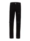 Amiri Slim Fit Distressed Trousers With Rivet Detailing In Black