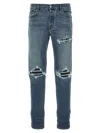 Amiri Mens Dark Indigo Mx1 Distressed Slim-leg Stretch-denim Jeans In Blue