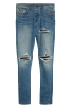 Amiri Mx1 Leather Patch Ripped Skinny Jeans In Blue