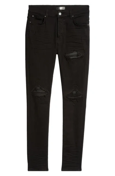AMIRI AMIRI MX1 LEATHER PATCH RIPPED SKINNY JEANS