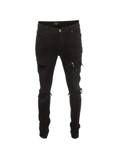 Pre-owned Amiri Mx1 Paint-splatter Jeans In Black
