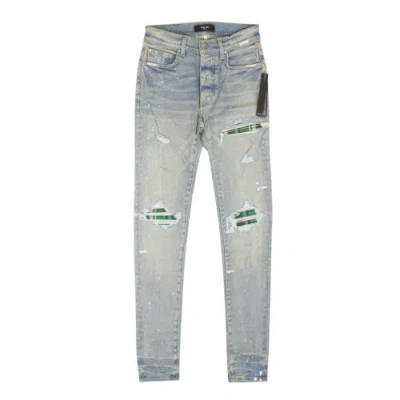 Pre-owned Amiri Mx1 Plaid Clay Indigo Straight-fit Jeans Size 36 $1090