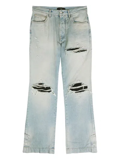 Amiri Mist Indigo Blue Cotton Mx1 Straight Flare Jeans In Gray