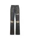 Amiri Straight Denim Jeans Belt Loops Five Pockets In Multi