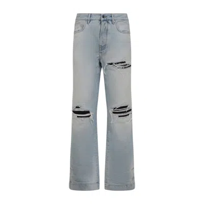 Amiri Mist Indigo Blue Cotton Mx1 Straight Flare Jeans In Gray