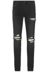 Amiri 'ma Quad Plais Mx1' Black Jeans With Ripped Details On The Front And Decorative Patches In Vintage Black