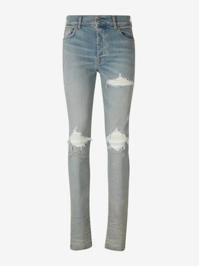 Amiri Blue Mx1 Ultrasuede Jeans In Antique Indigo
