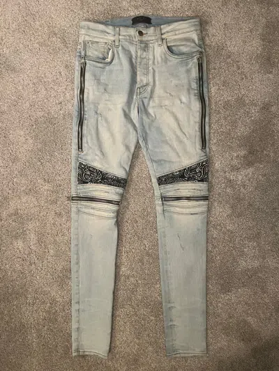 Pre-owned Amiri Mx2 Bandana Skinny Jeans In Indigo