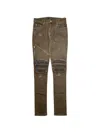 Amiri Mx2 Leather-patchwork Jeans In Green