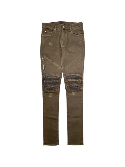 Amiri Mx2 Leather-patchwork Jeans In Green