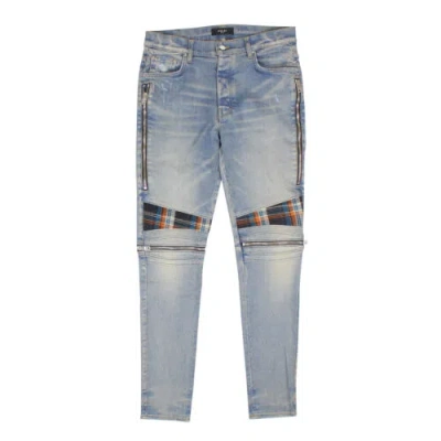 Pre-owned Amiri Mx2 Plaid Clay Indigo&orange Straight-fit Jeans Size 40 $1190