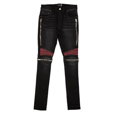 Amiri Mx2 Velvet Pj Button Fly Skinny Jeans In Black