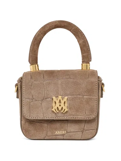 Amiri Nano Ma Crocodile-effect Top-handle Leather Bag In Brown