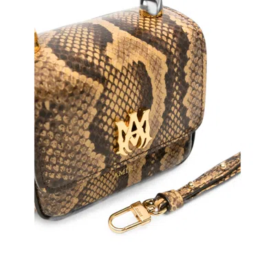 Amiri Nano Ma Snakeskin-effect Logo-plaque Mini Bag In Brown/neutrals