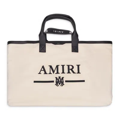 Amiri Natural/black Canvas Embroidery Tote Bag