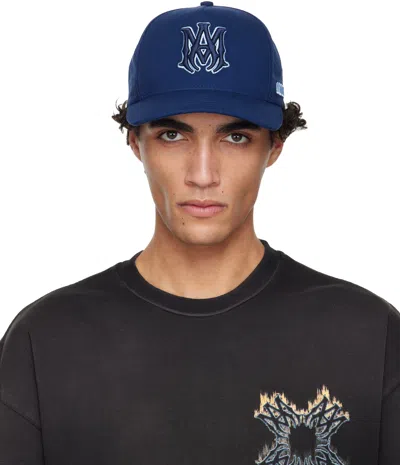 Amiri Navy Ma Outline Canvas Cap In Blue