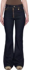Amiri Navy Zip Up Flare Jeans