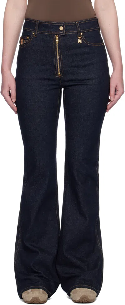 Amiri Navy Zip Up Flare Jeans