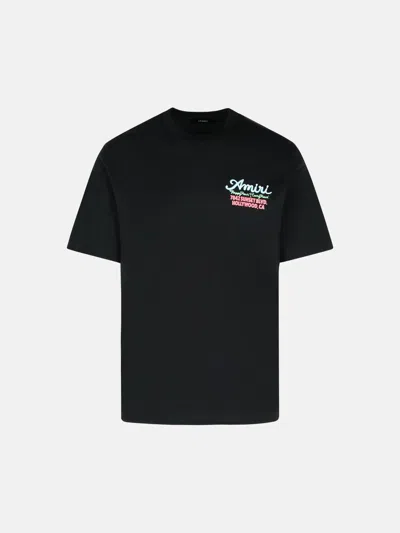Amiri 'neon' Black Cotton T-shirt In Animal Print