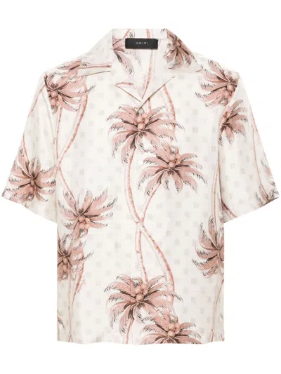 Amiri Twisted Palms Silk Shirt In 699 Birch