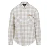 Amiri Light Camel Cotton Bleach Patch Flannel Bandana Shirt In Neutral