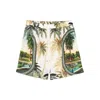 Amiri Paradise Straight-leg Printed Satin Drawstring Shorts In Green