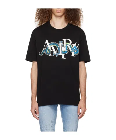 Amiri Mens Black Dragon Branded-print Cotton-jersey T-shirt