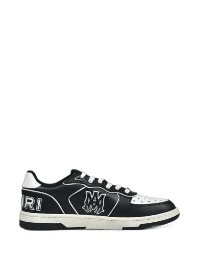 Amiri Mini Leather Logo Detail Vintage Effect Sneaker In Black