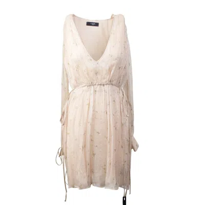Amiri Nude Floral Print Chiffon Dress In Pink