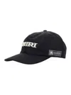 Amiri Men Black Baseball Cap With With Logo Lettering Embroidery In Tech Fabric Man In Black