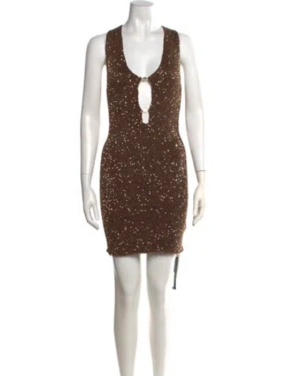 Pre-owned Amiri Nylon Mini Dress W/ Tags In Brown