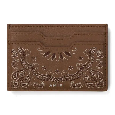 Amiri Oatmeal Bandana Card Holder In Brown