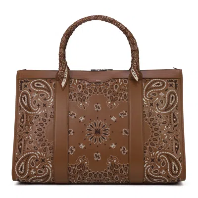 Amiri Oatmeal Weekender Bandana Bag In Brown