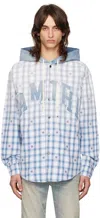 AMIRI OFF-WHITE & BLUE HOODED OVERSHIRT