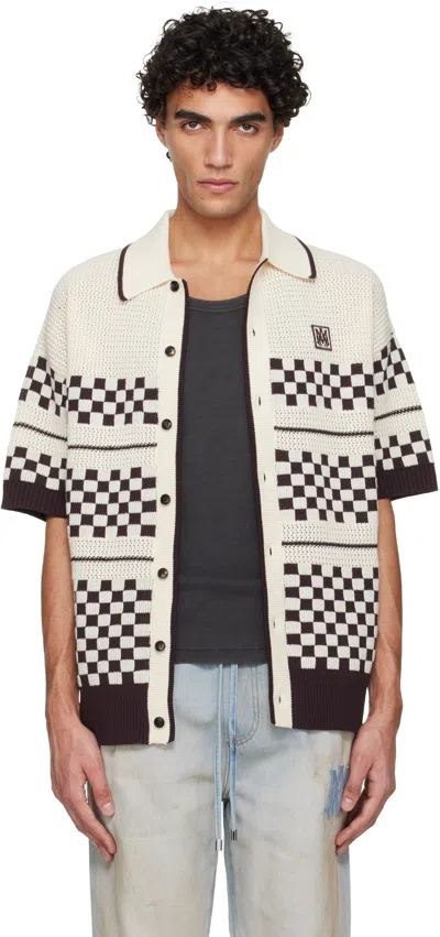 Amiri Chekered Short Sleeved Knitted Shirt In White