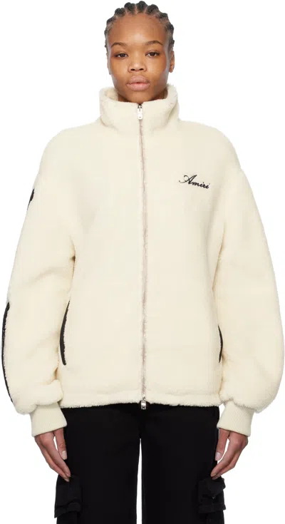 Amiri Off-white Bones Fleece Jacket In Alabaster