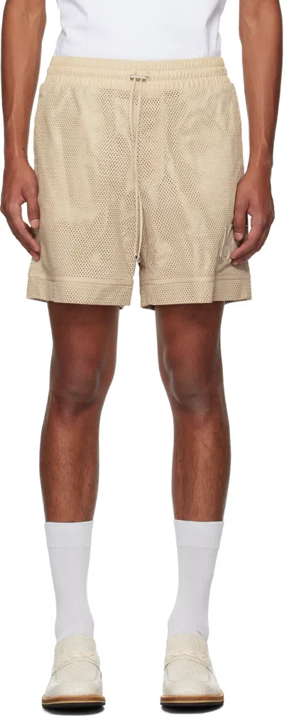 Amiri Off-white Ma Perforated Leather Shorts In Birch