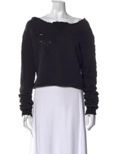 Pre-owned Amiri Off-the-shoulder Long Sleeve Sweatshirt In Black