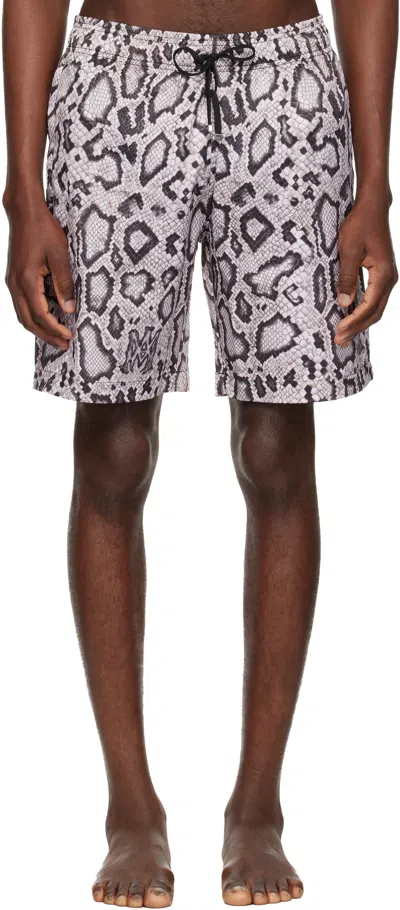 Amiri Off-white & Black Snake Swim Shorts In Sand