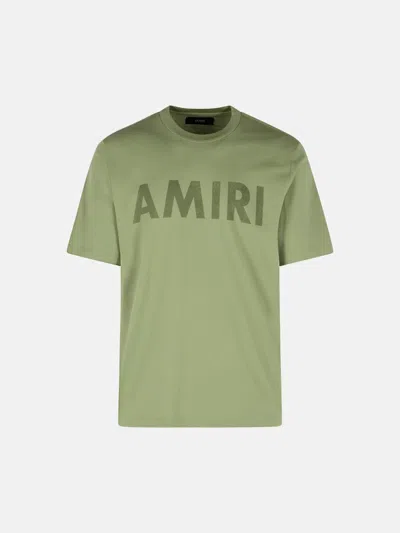 Amiri Olive Cotton T-shirt In Green