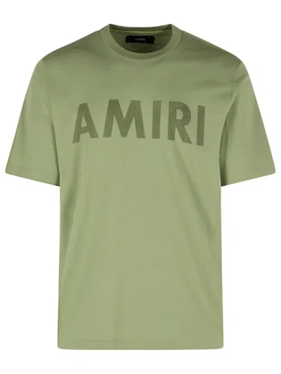 Amiri Olive Cotton T-shirt In Green