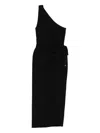 Amiri One-shoulder Wrap Midi Dress In Black