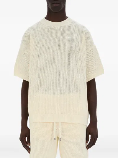 Amiri Open-knit Short-sleeve T-shirt In Neutral