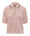 Amiri Open-knit Viscose Polo Shirt In Pink
