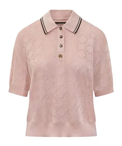 AMIRI OPEN-KNIT VISCOSE POLO SHIRT