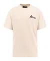 Amiri City Beige Crewneck T-shirt With Logo Detail On The Front And Maxi Logo Print On The Rear In Cotton  In Neutral