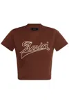 Amiri Logo Embroidered Cropped T In Red