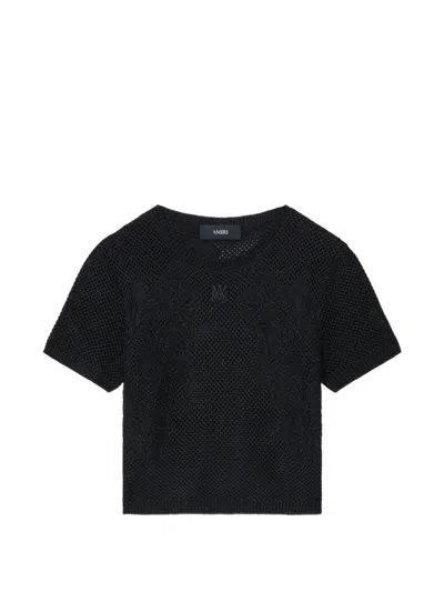 Amiri Open-knit T-shirt In Black