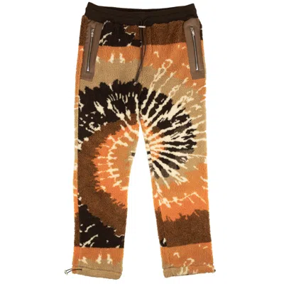 Amiri Orange And Brown Tie Dye Polar Fleece Track Pants In Gold