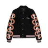 Amiri Mens Black Snake Bones Embroidered Relaxed-fit Wool-blend Felt Jacket In Black